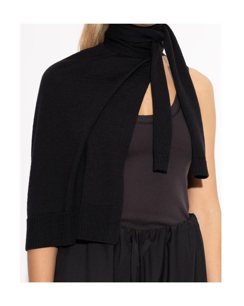 Lemaire Ribbed Knit Scarf in Black | Lyst