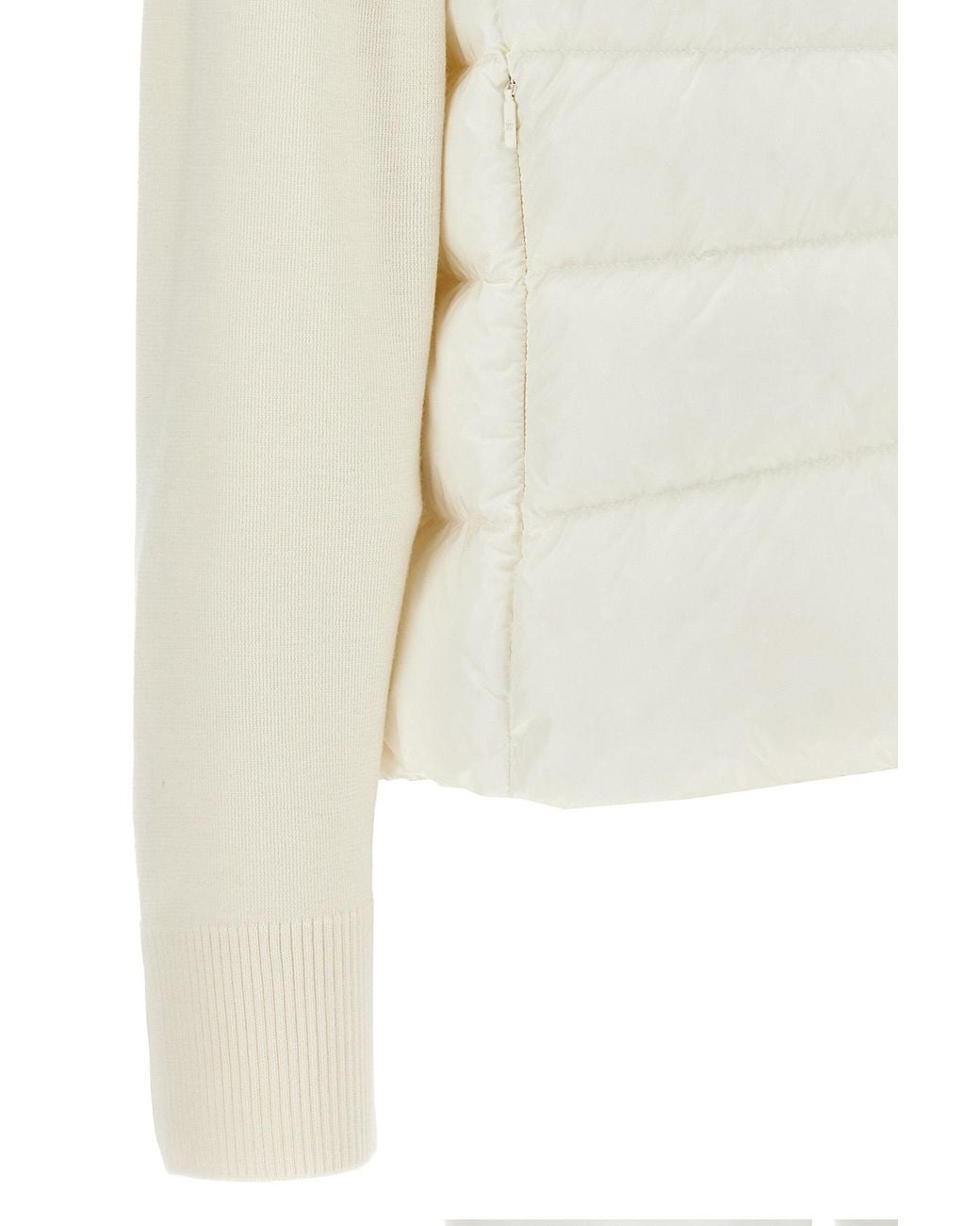 Moncler White Logo Patch Zip-Up Jacket