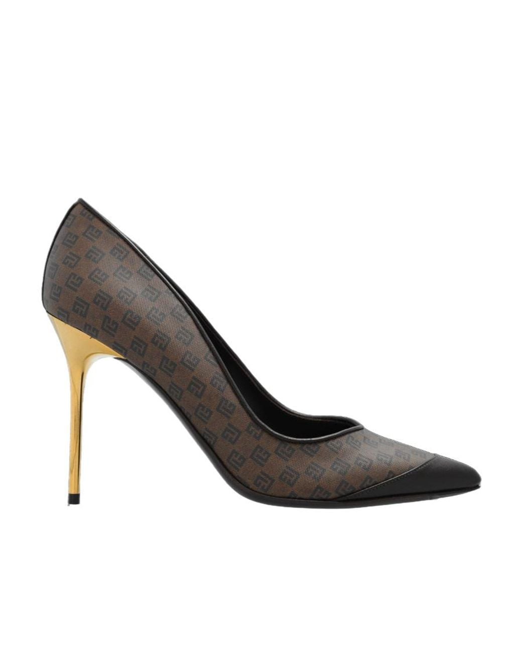 Balmain Multicolor Monogrammed Pointed-Toe Pumps