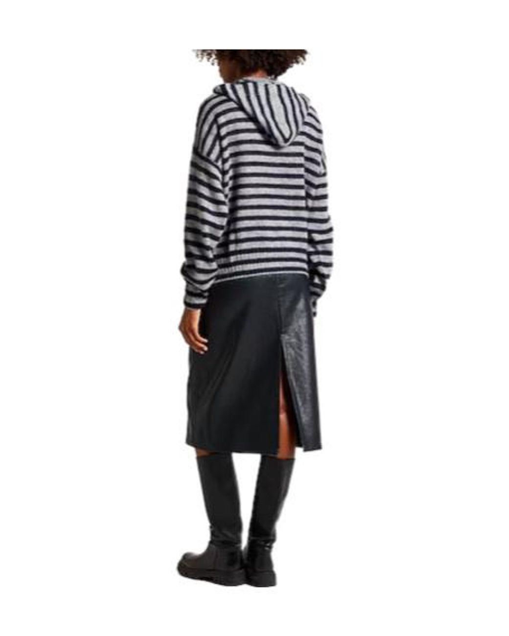 Brunello Cucinelli Blue Striped Knit Hooded Jacket