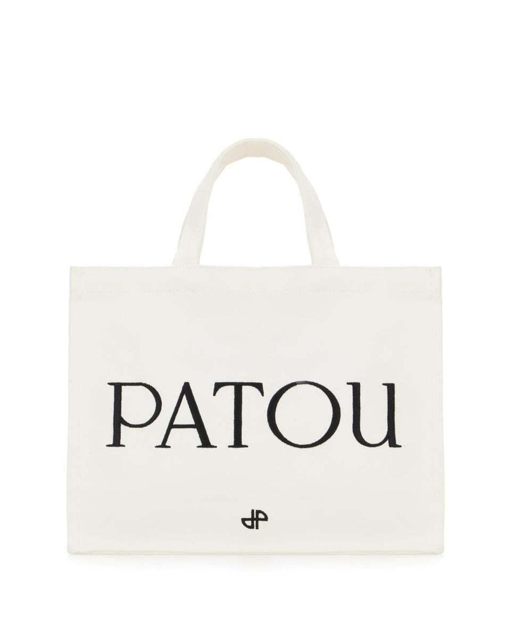 Patou White Logo Embroidered Medium Tote Bag