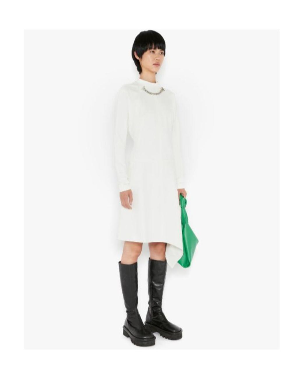 J.W. Anderson White Chain-Neck Asymmetric-Hem Dress