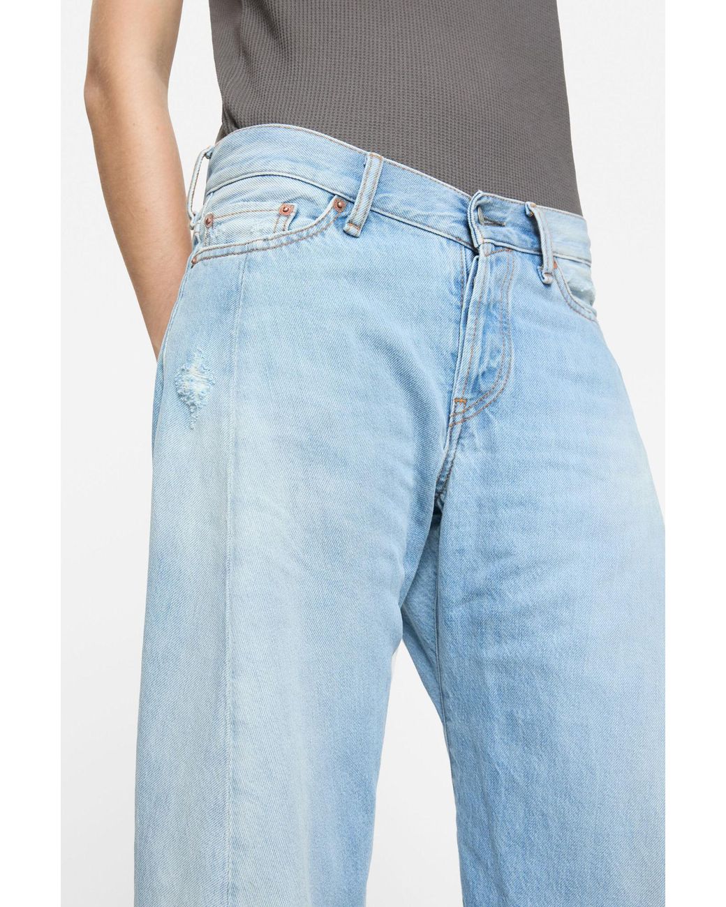 Acne Blue Panelled Distressed Denim Jeans