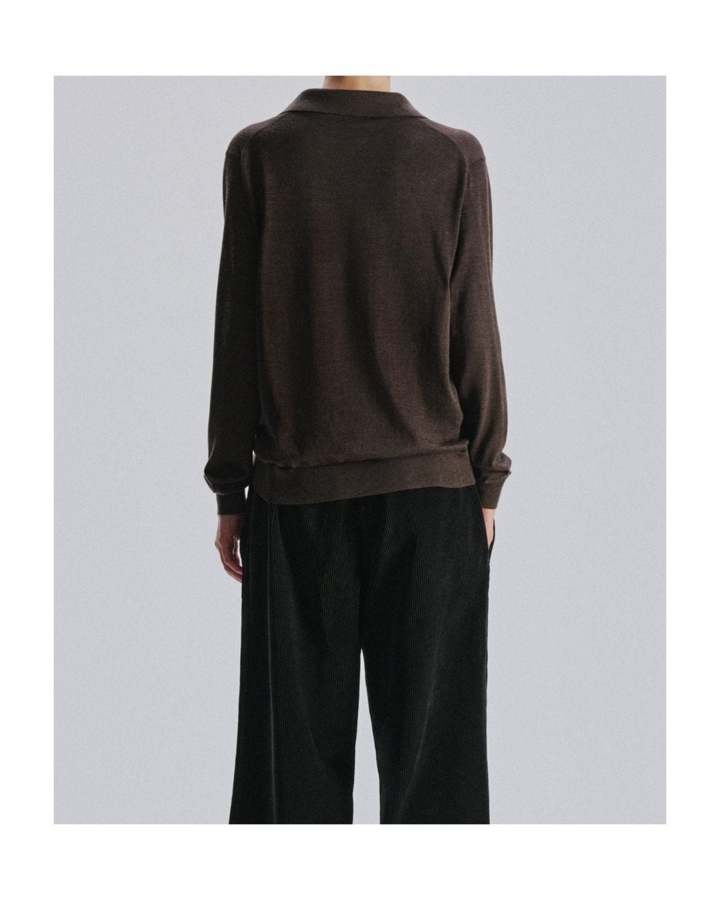 The Row Brown Collared V-Neck Knitted Sweater