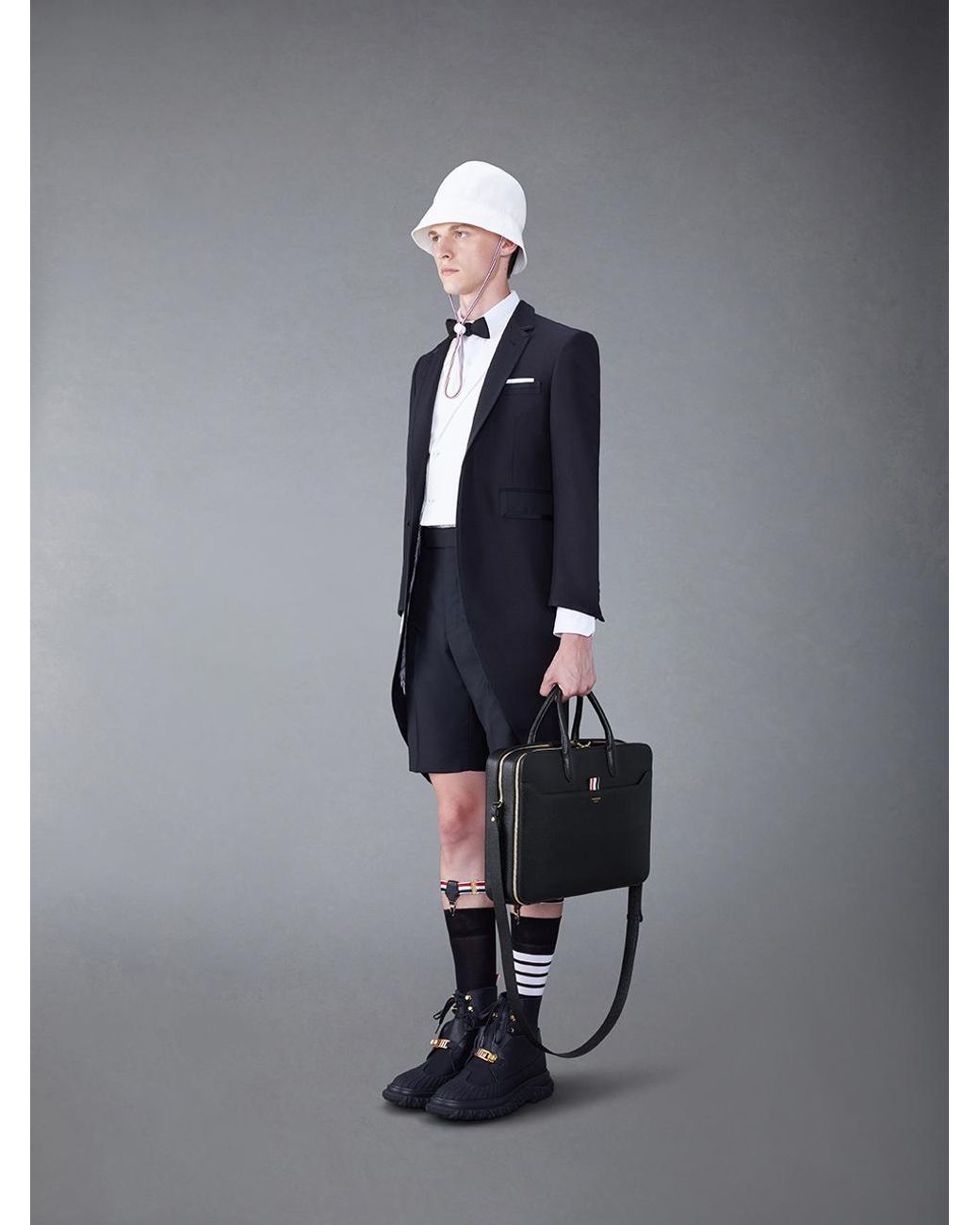 Thom Browne Black Double Compartment Business Bag