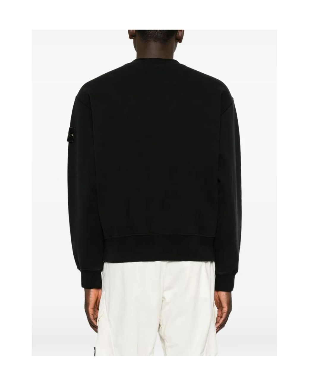 Stone Island Black Logo Patch Long-Sleeved Sweatshirt for men