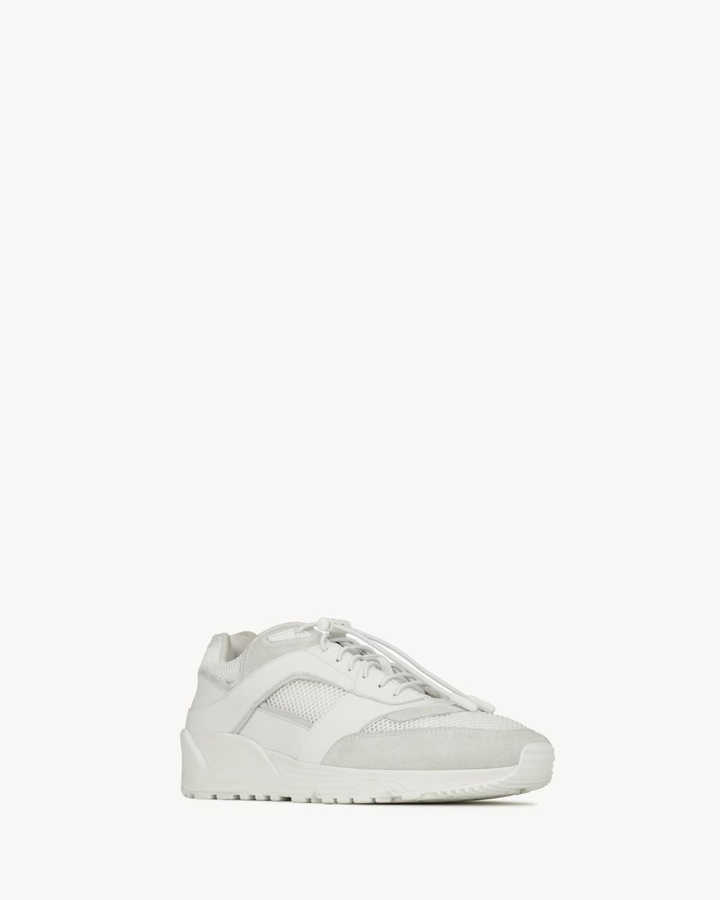 Saint Laurent White "Bump" Suede Leather Sneakers for men
