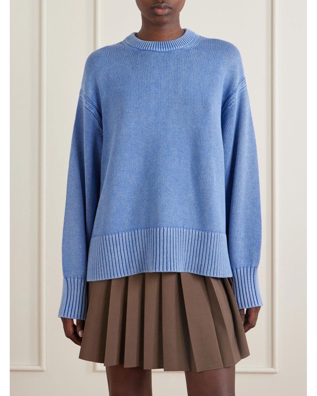 Guest In Residence Blue Sunwash Cozy Cotton And Cashmere-Blend Sweater