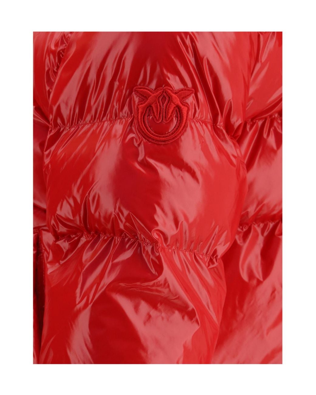 Pinko Red High Collar Quilted Nylon Down Jacket