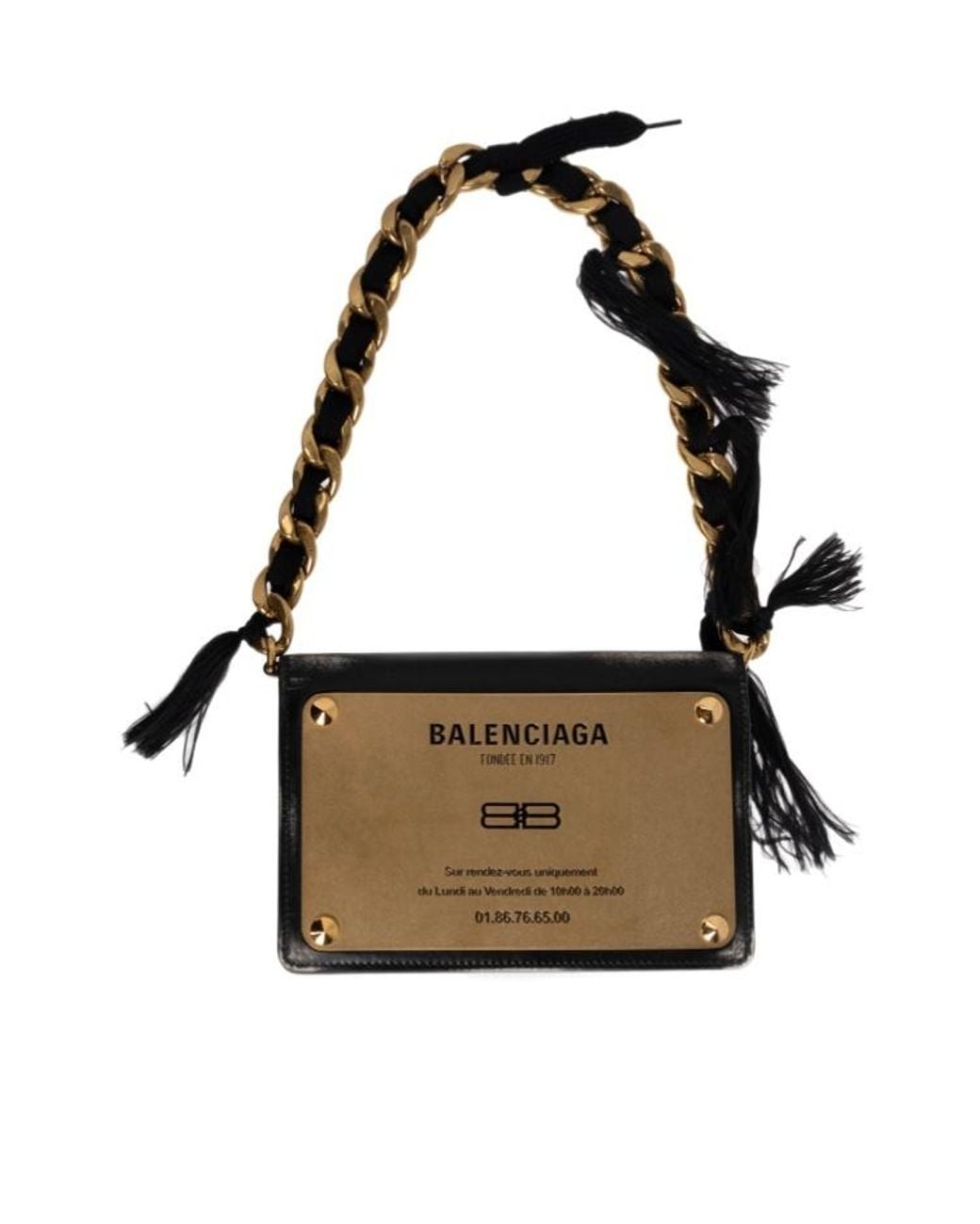 Balenciaga Black Logo Plaque Shoulder Bag