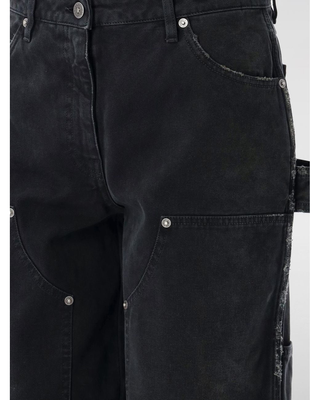 Golden Goose Deluxe Brand Black Distressed Cotton Jeans With Front Patches
