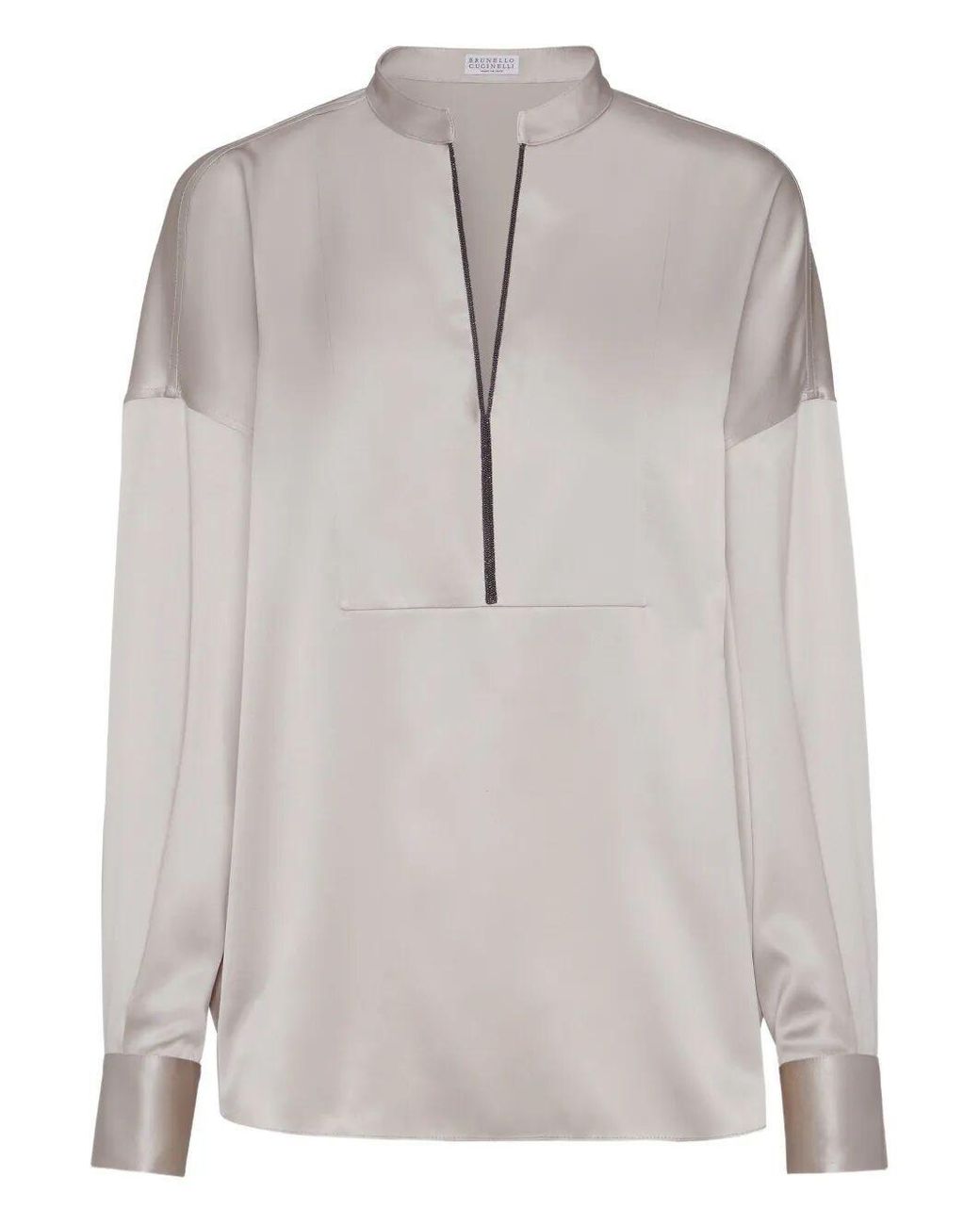 Brunello Cucinelli Gray Long Sleeve Blouse