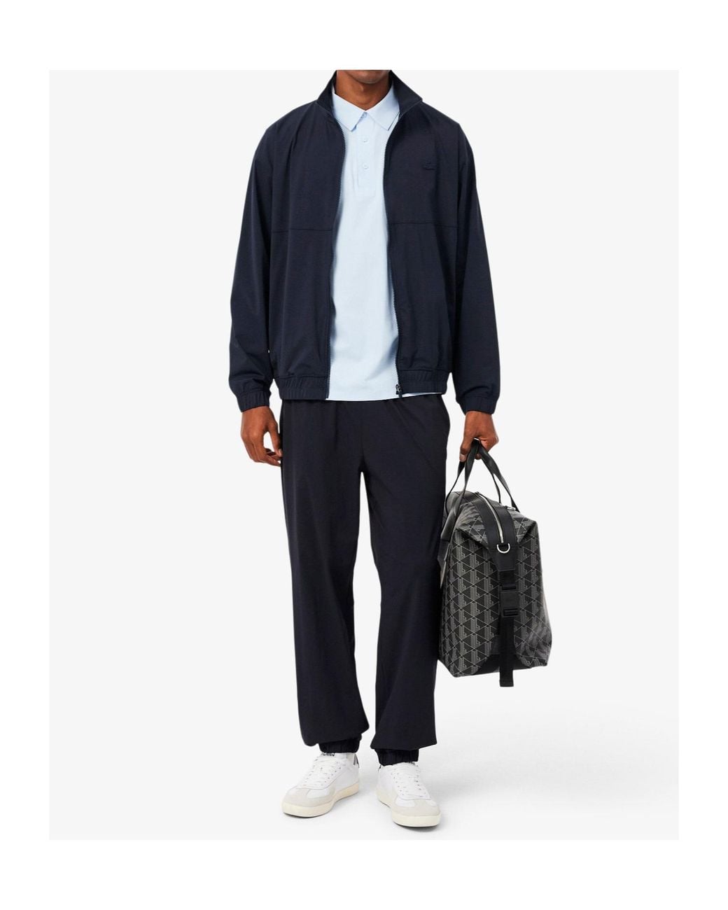 Lacoste Blue Logo-Patch Zip-Up Jacket for men