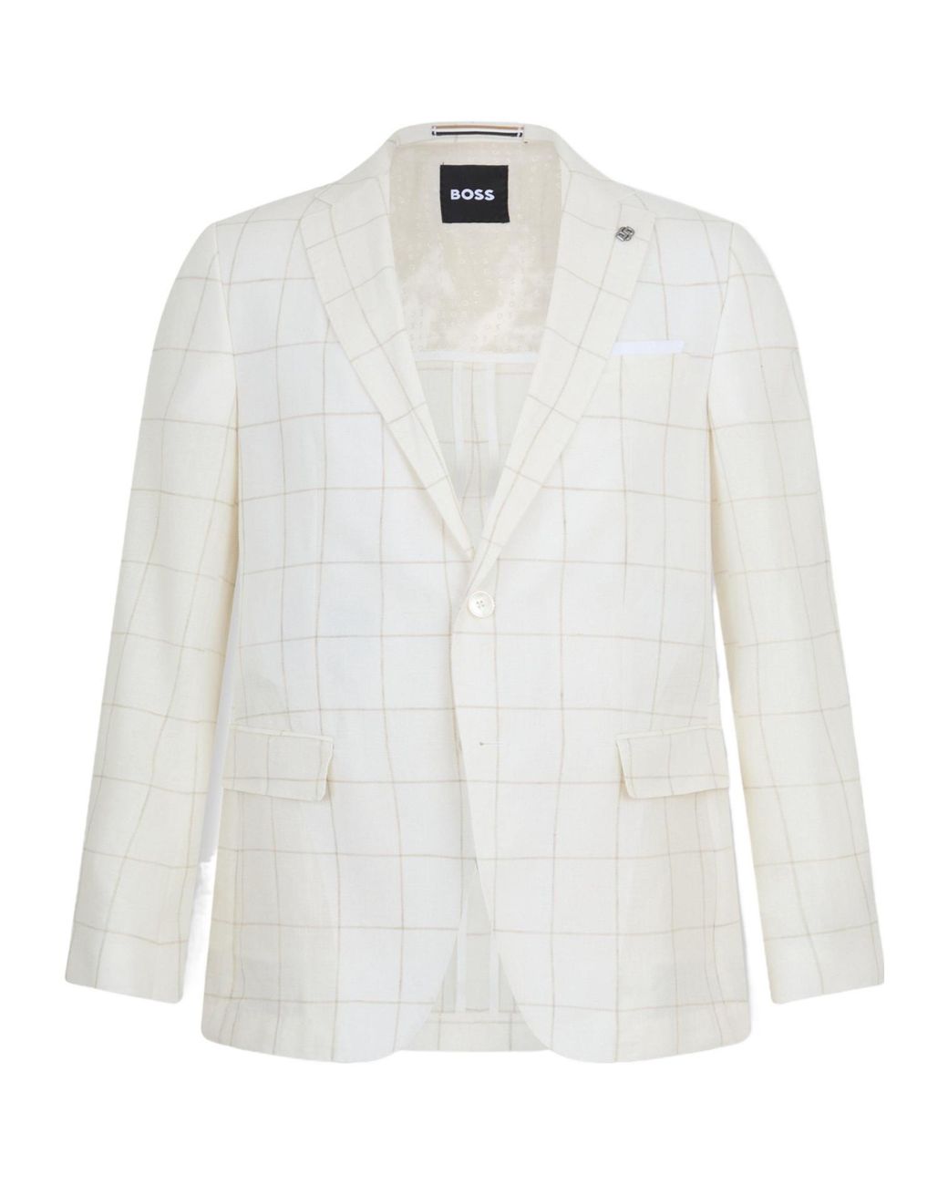 Boss White Check Single-Breasted Blazer for men