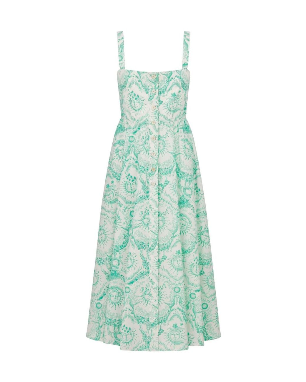 Dior Green Iviera Flared Mid-Length Dress