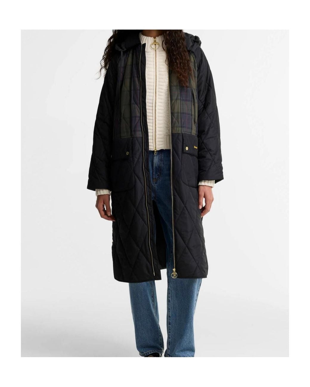 Barbour Black Osbourne Checked Quilted Jacket