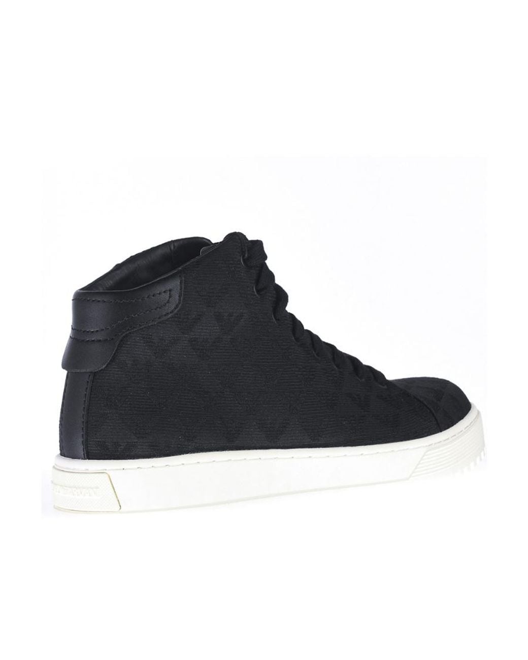 Emporio Armani Black Logo Lace-Up Sneakers for men