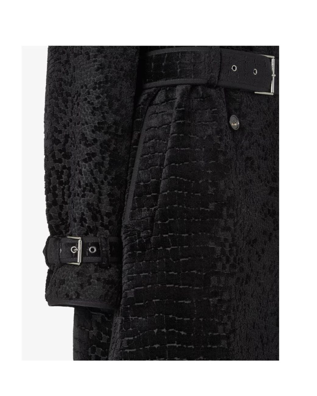 Fendi Black Double Breasted Belted Velvet Coat