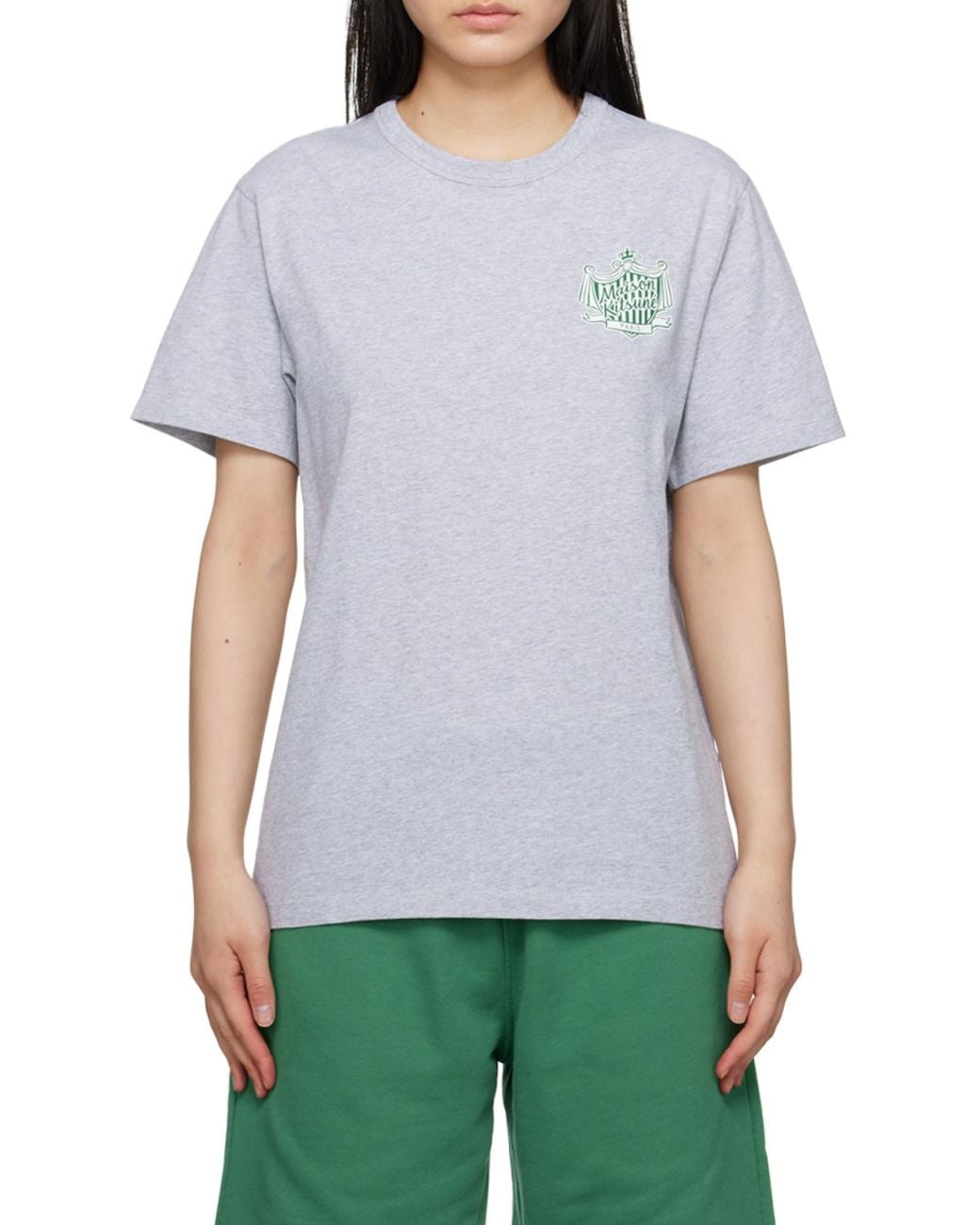 Maison Kitsuné Gray Logo-Print Cotton T-Shirt for men