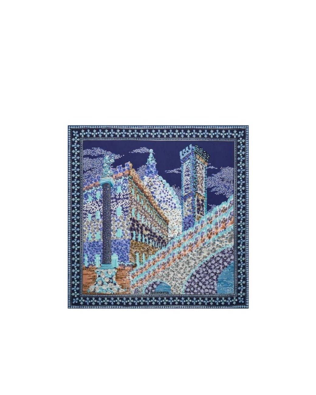 Ferragamo Blue Ferragamo Palazzo Printed Scarf