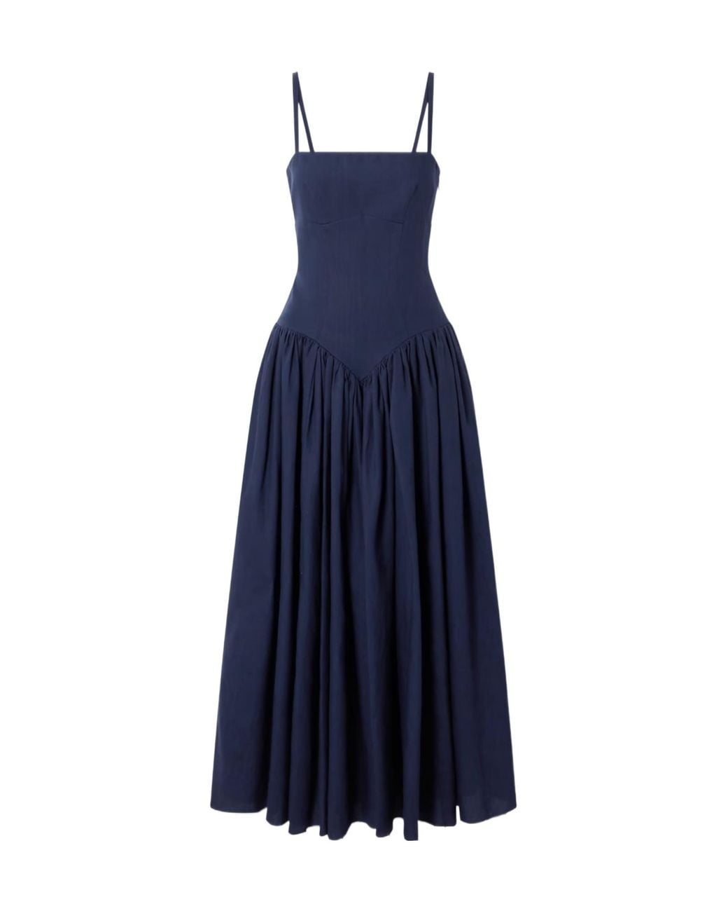 Gabriela Hearst Blue Oriana Gathered Linen Midi Dress