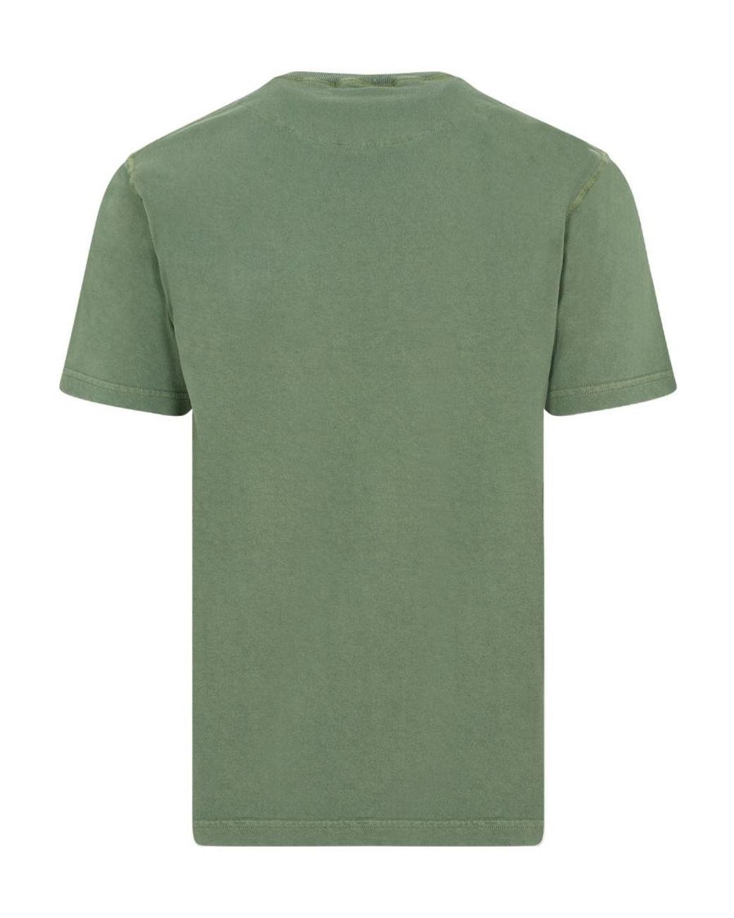 Stone Island Green Logo-Embroidered Crewneck T-Shirt for men