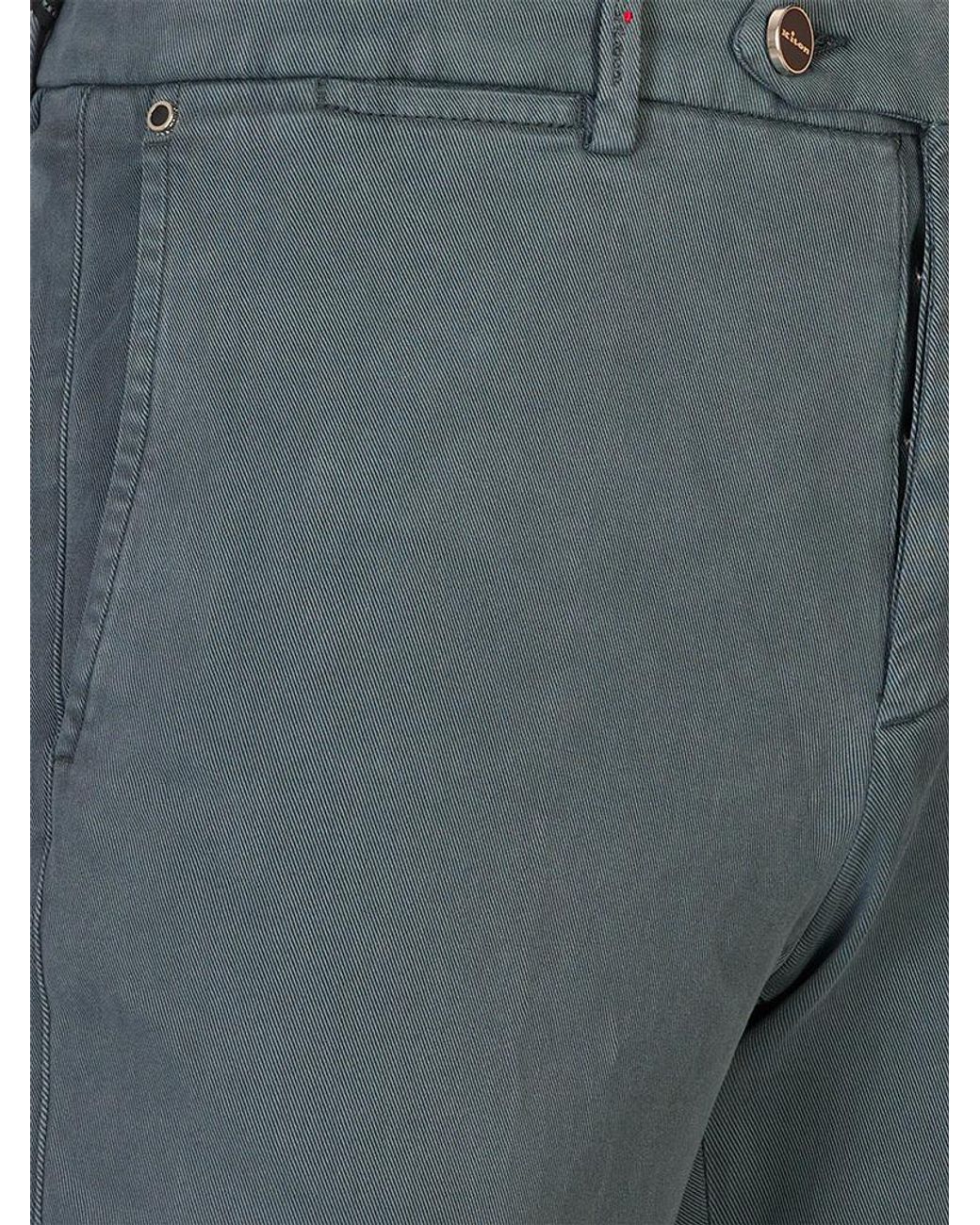 Kiton Blue Logo Patch Straight-Leg Trousers for men
