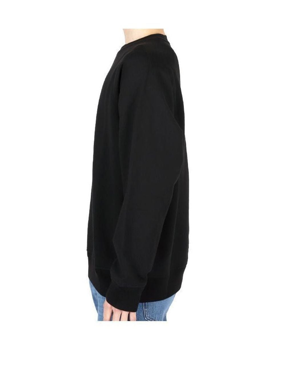 C P Company Black Embroidered Logo Fleece Pullover for men