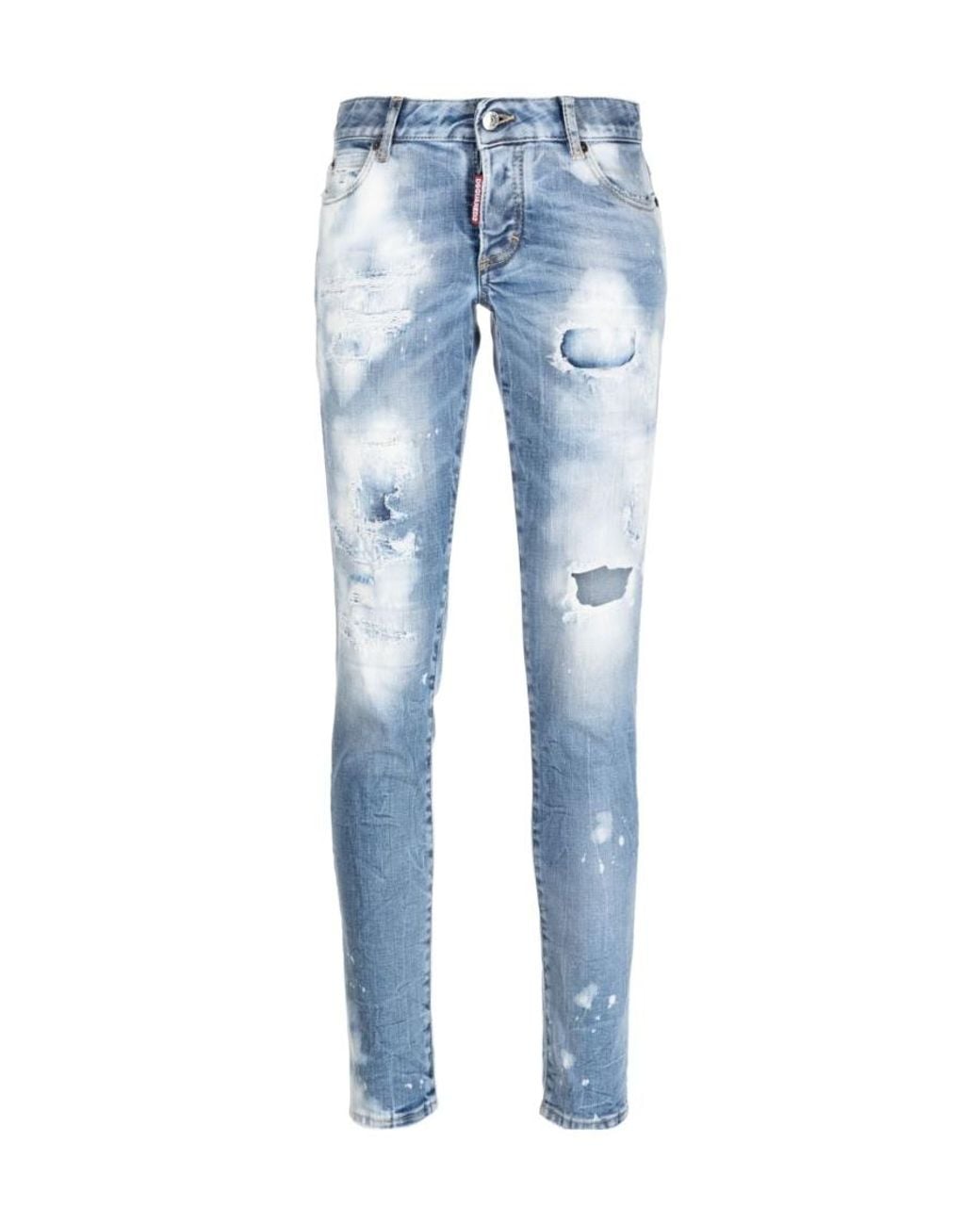 DSquared² Blue Distressed Acid Wash Jeans