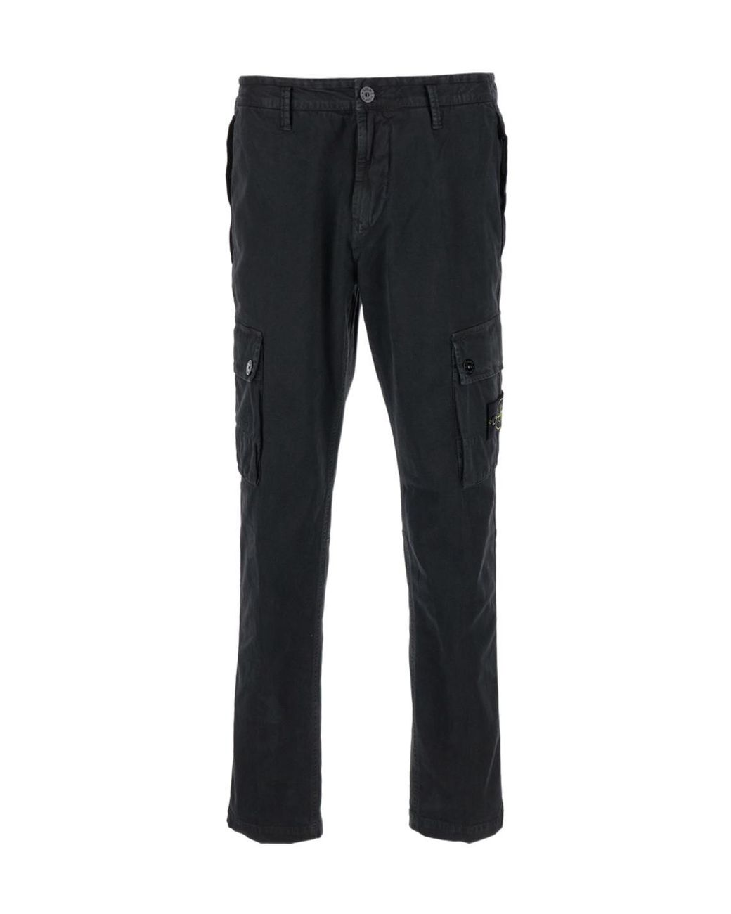 Stone Island Black Logo Patch Straight Leg Pants for men