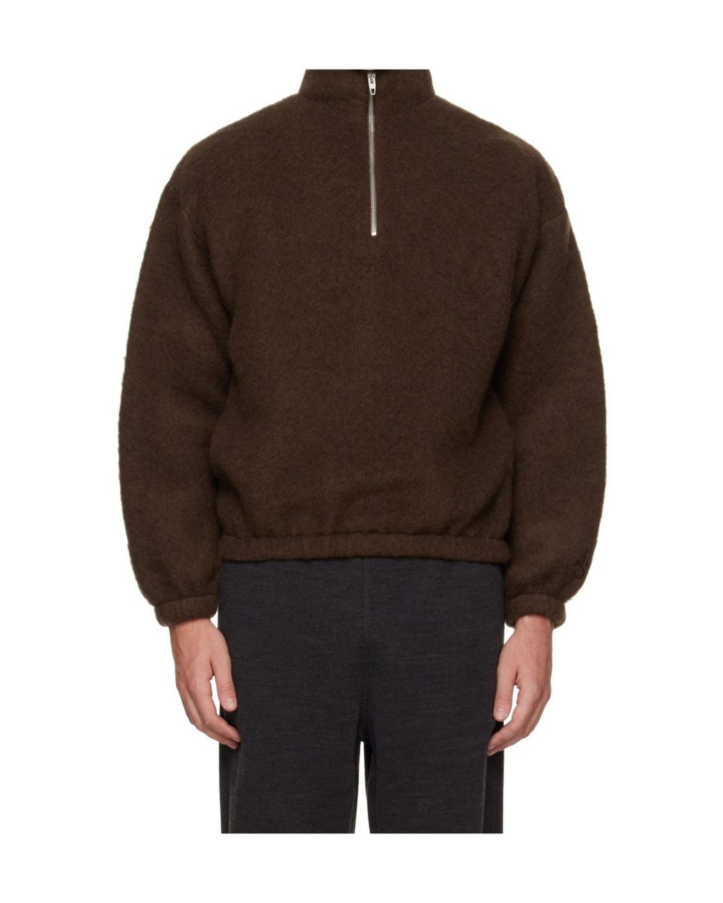 Jil Sander Brown Quarter-Zip Wool-Blend Sweater for men