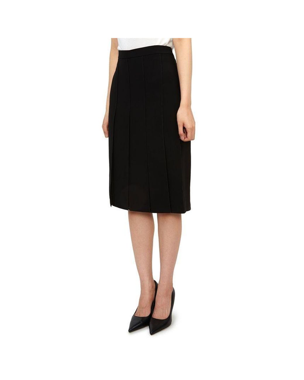 Max Mara Black Pleated Midi Skirt