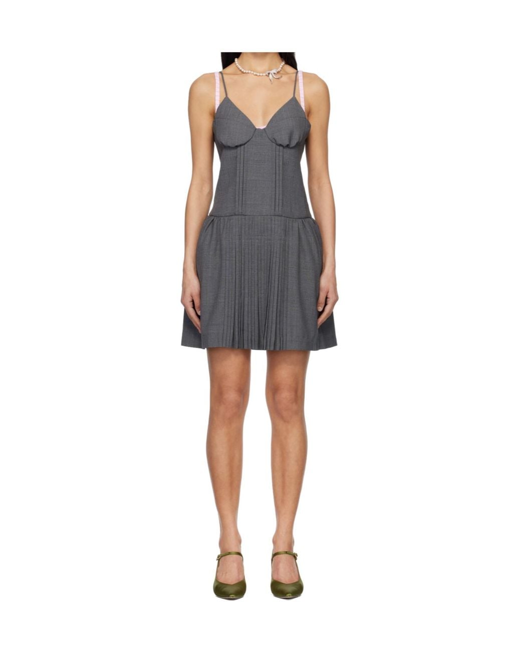ShuShu/Tong Blue Pleated Details Wool Blend Mini Dress