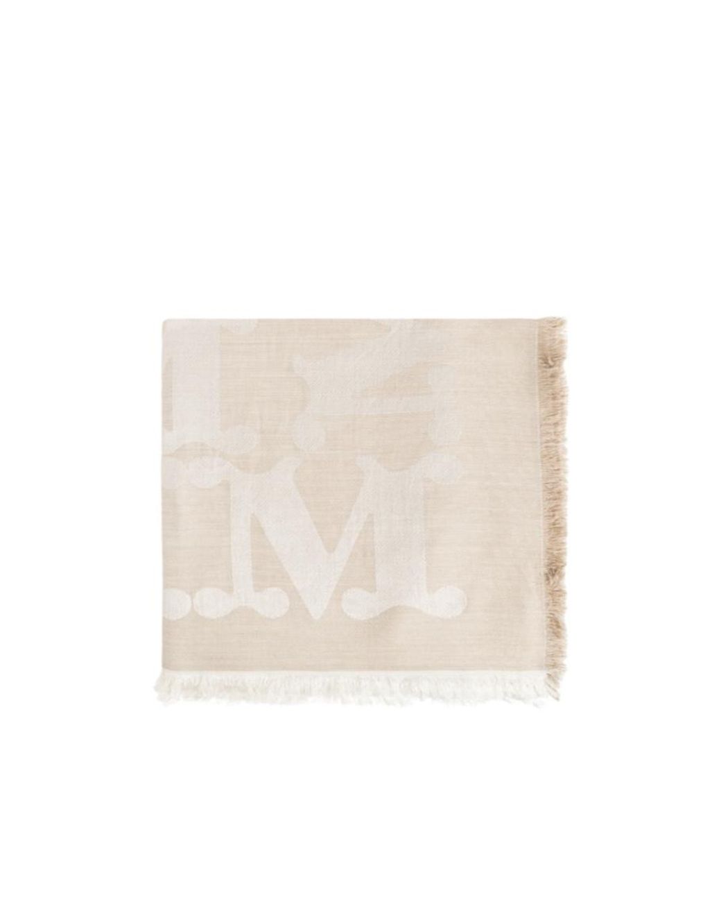Max Mara Natural Edro Monogram-Jacquard Fringed Scarf