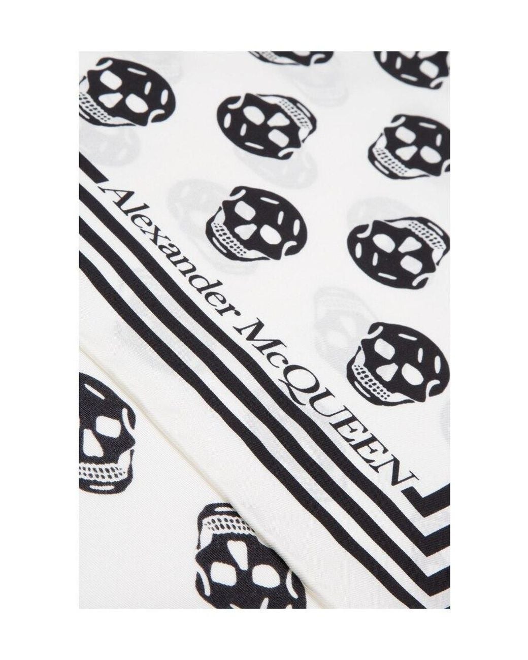McQueen White Allover Skull Print Scarf