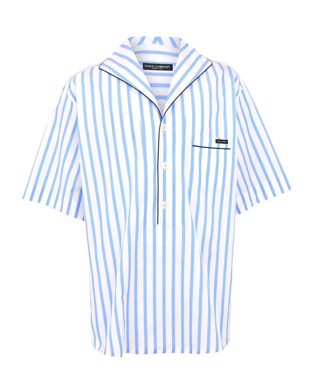 Dolce & Gabbana Blue Printed Short-Sleeve Shirt for men