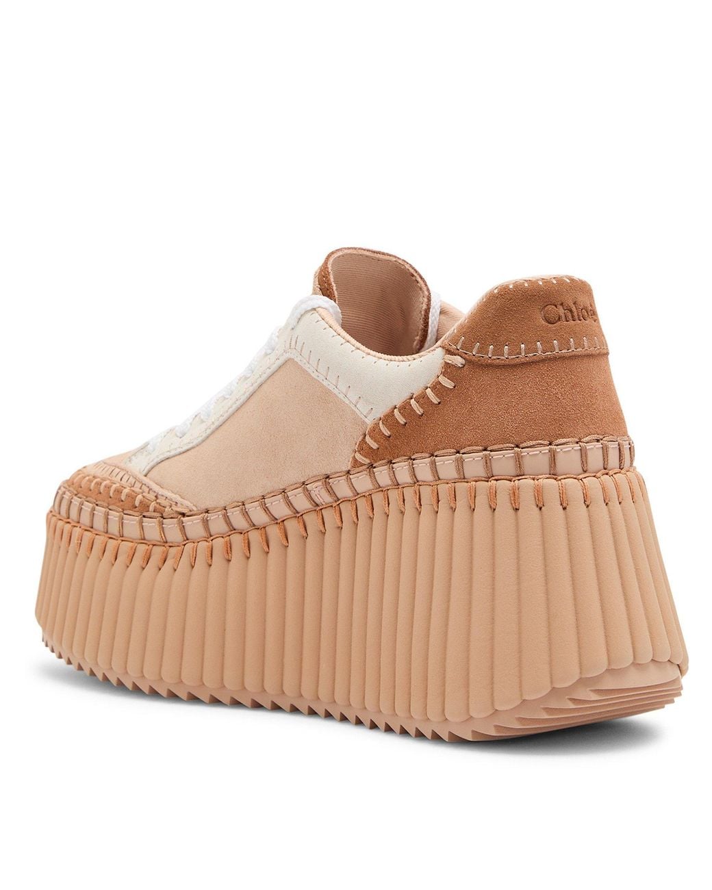 Chloé Natural Color-Blocked Thick-Soled Moccasin Platform Shoes