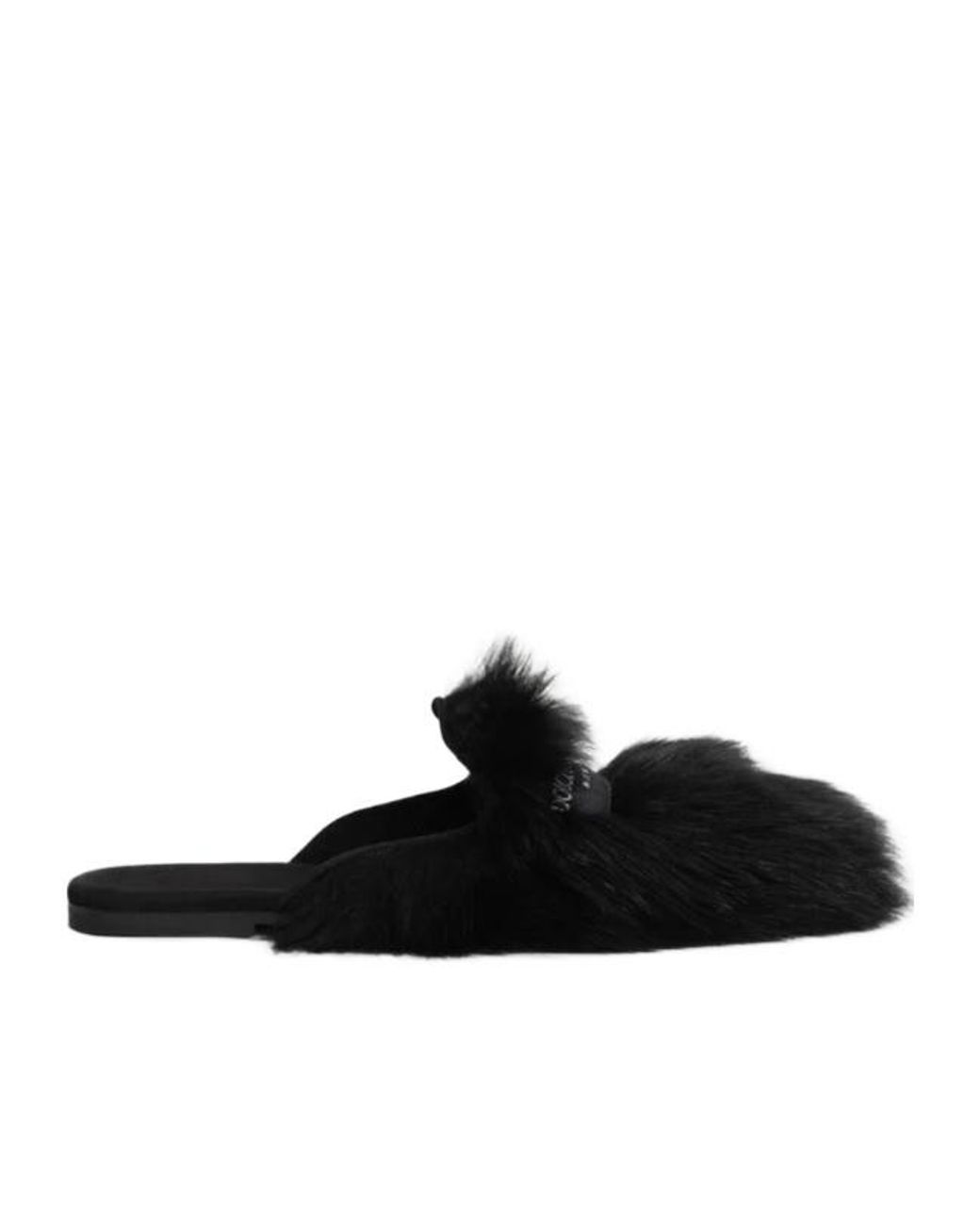 Dolce & Gabbana Black Shearling Slippers