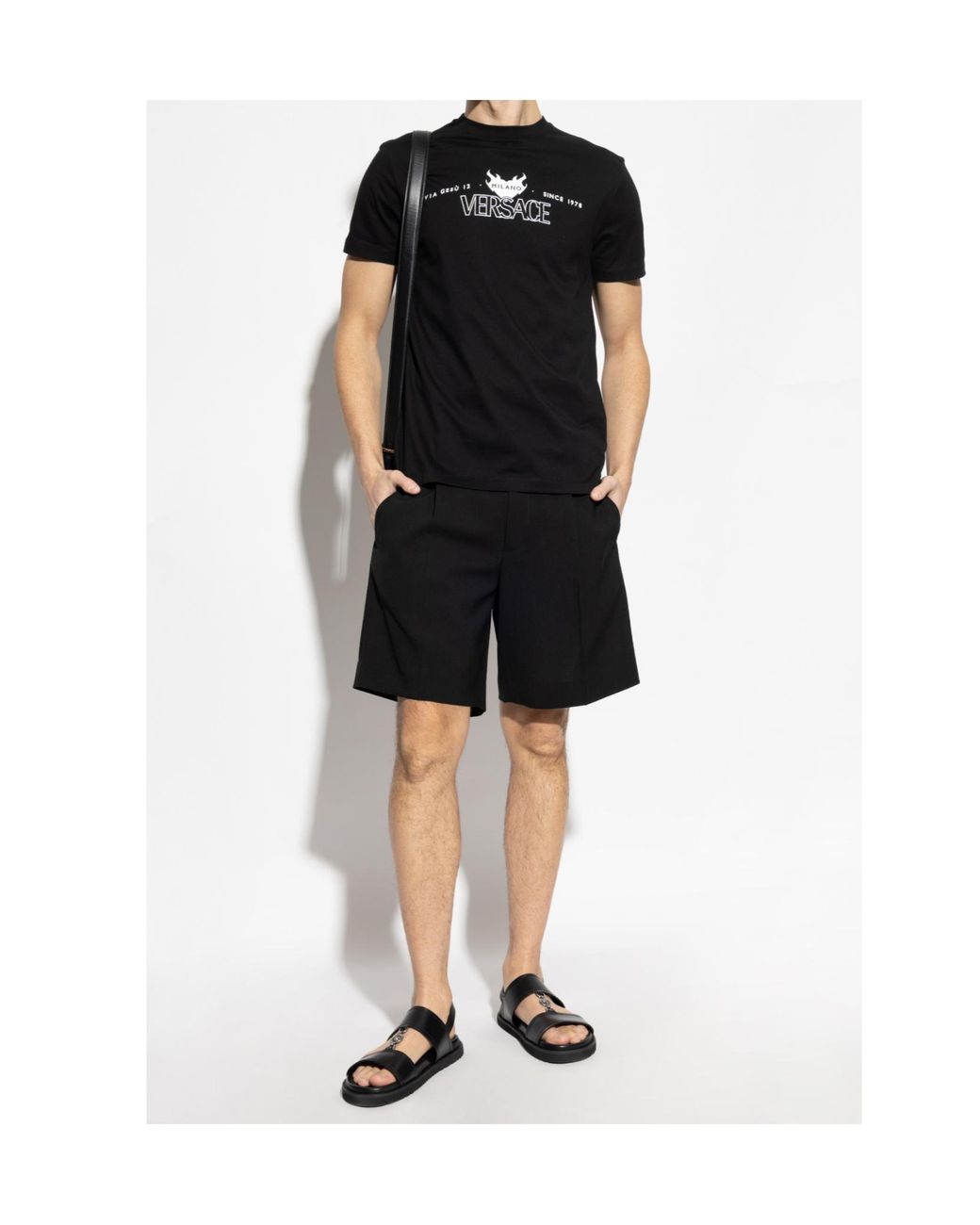 Versace Black T-Shirt With Print for men