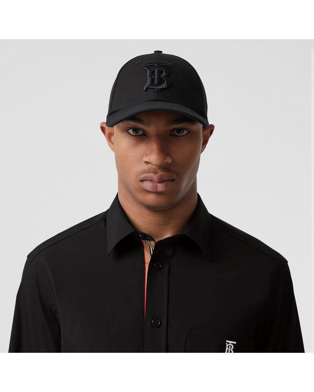 Burberry Black Logo Embroidered Long-Sleeved Shirt for men