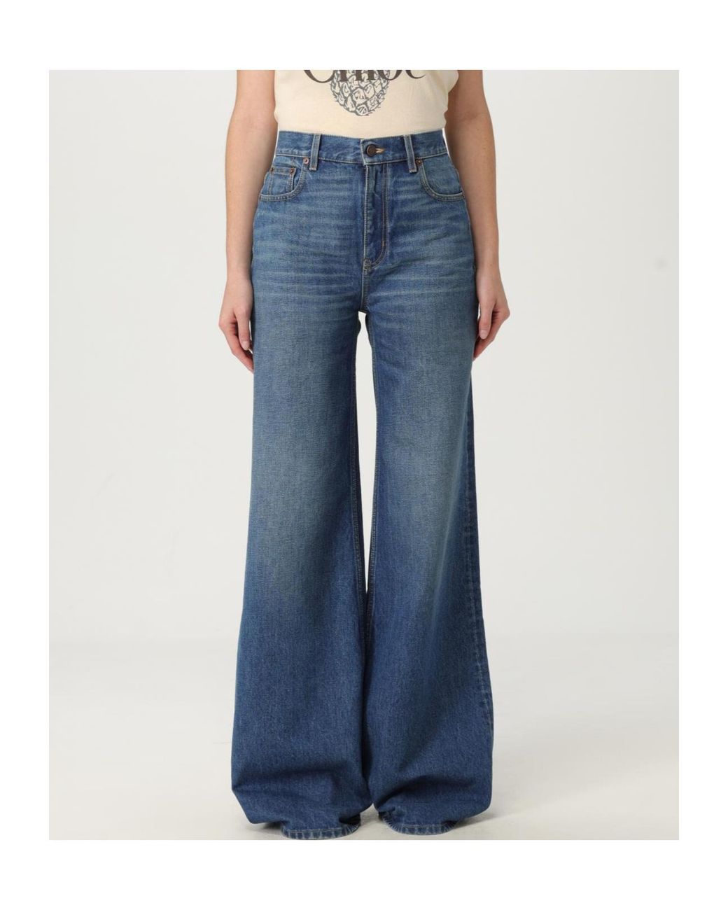 Chloé Blue Chloé Logo Patch Flared Jeans