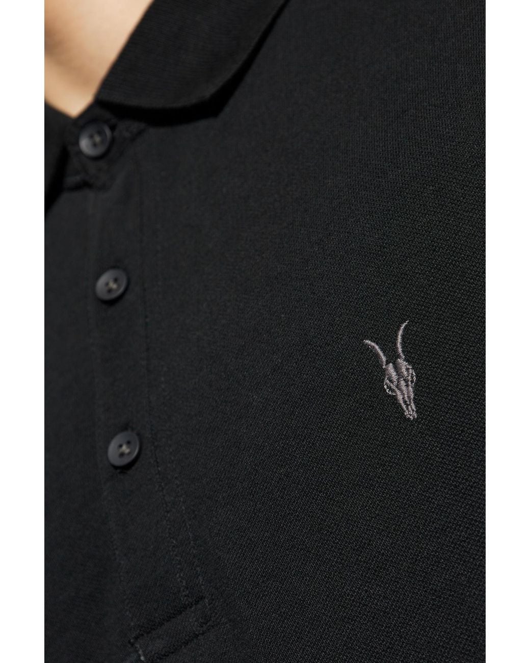AllSaints Black Classic Long Sleeve Polo Shirt for men