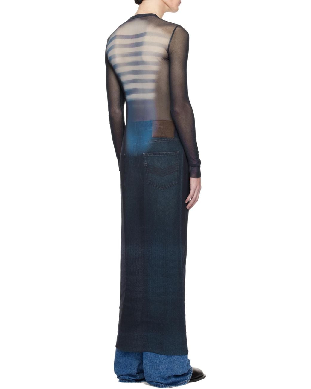 Jean Paul Gaultier Blue Printed Tulle Dress