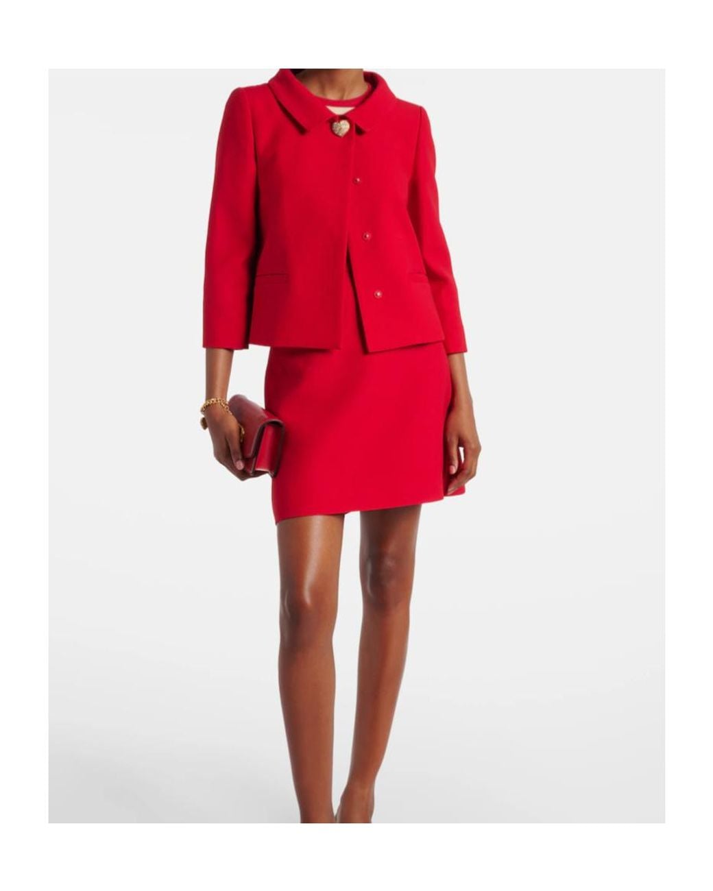 Valentino Red Wool And Silk Crepe Couture Miniskirt