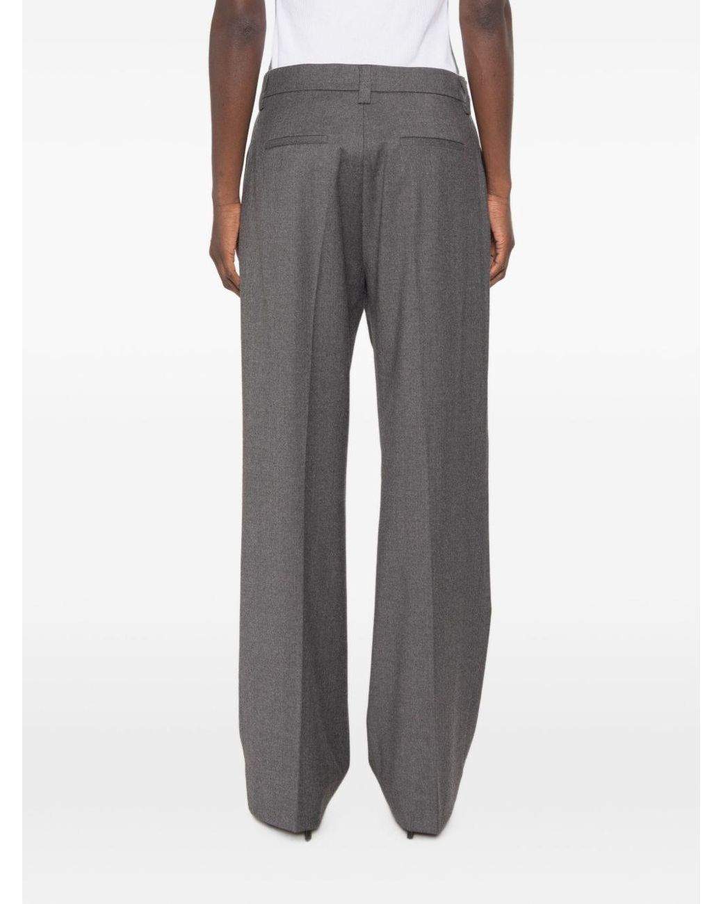 Antonelli Gray Pleated Wide-Leg Casual Trousers