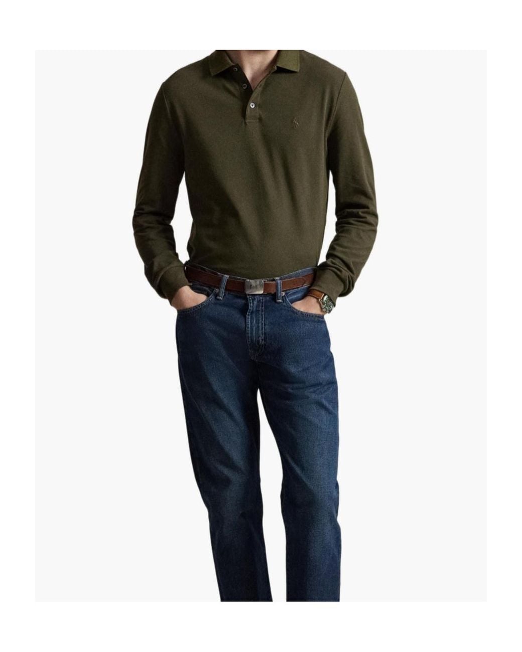 Polo Ralph Lauren Green Custom Slim Fit Mesh Polo Shirt for men