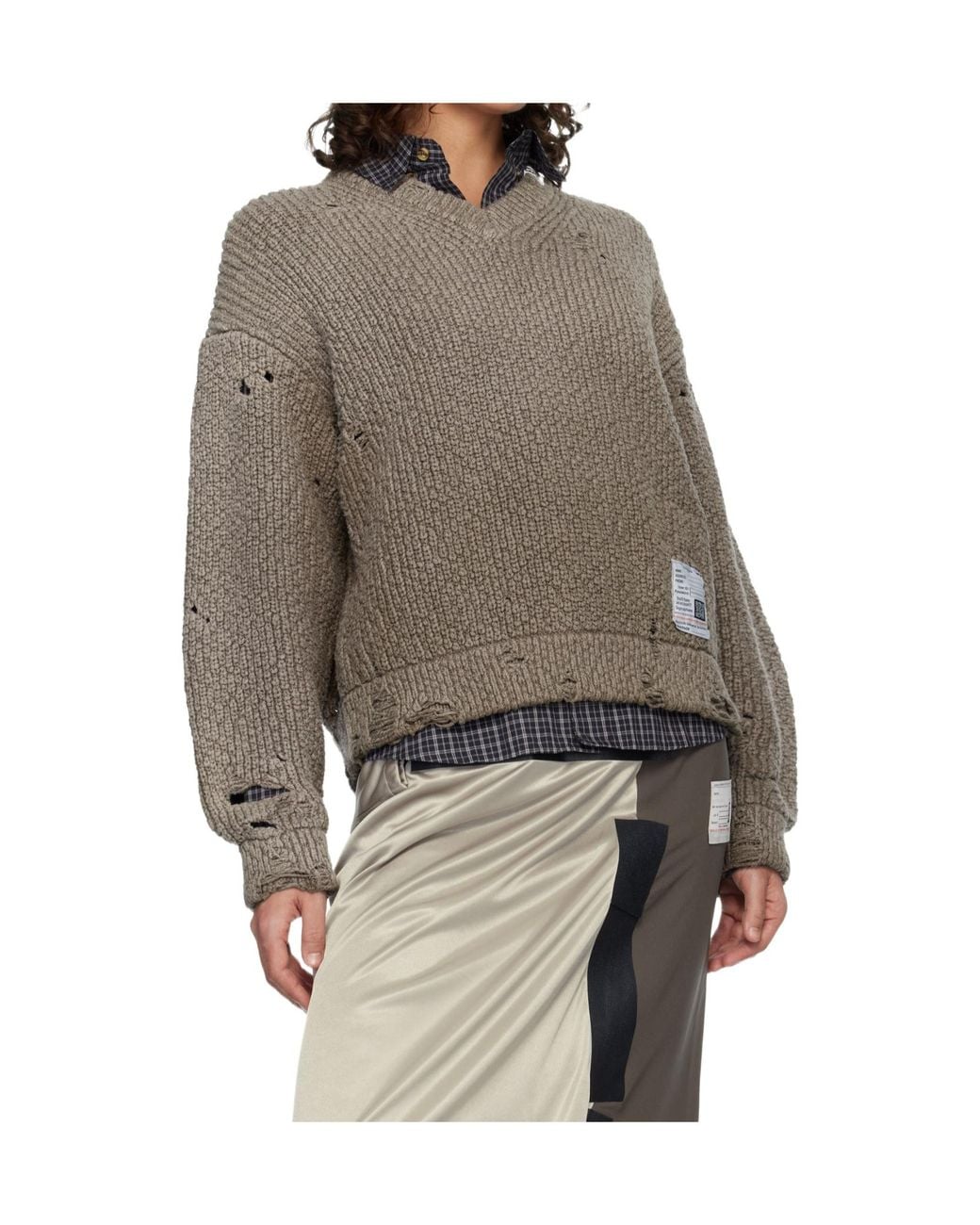 Maison Mihara Yasuhiro Brown V-Neck Sweater