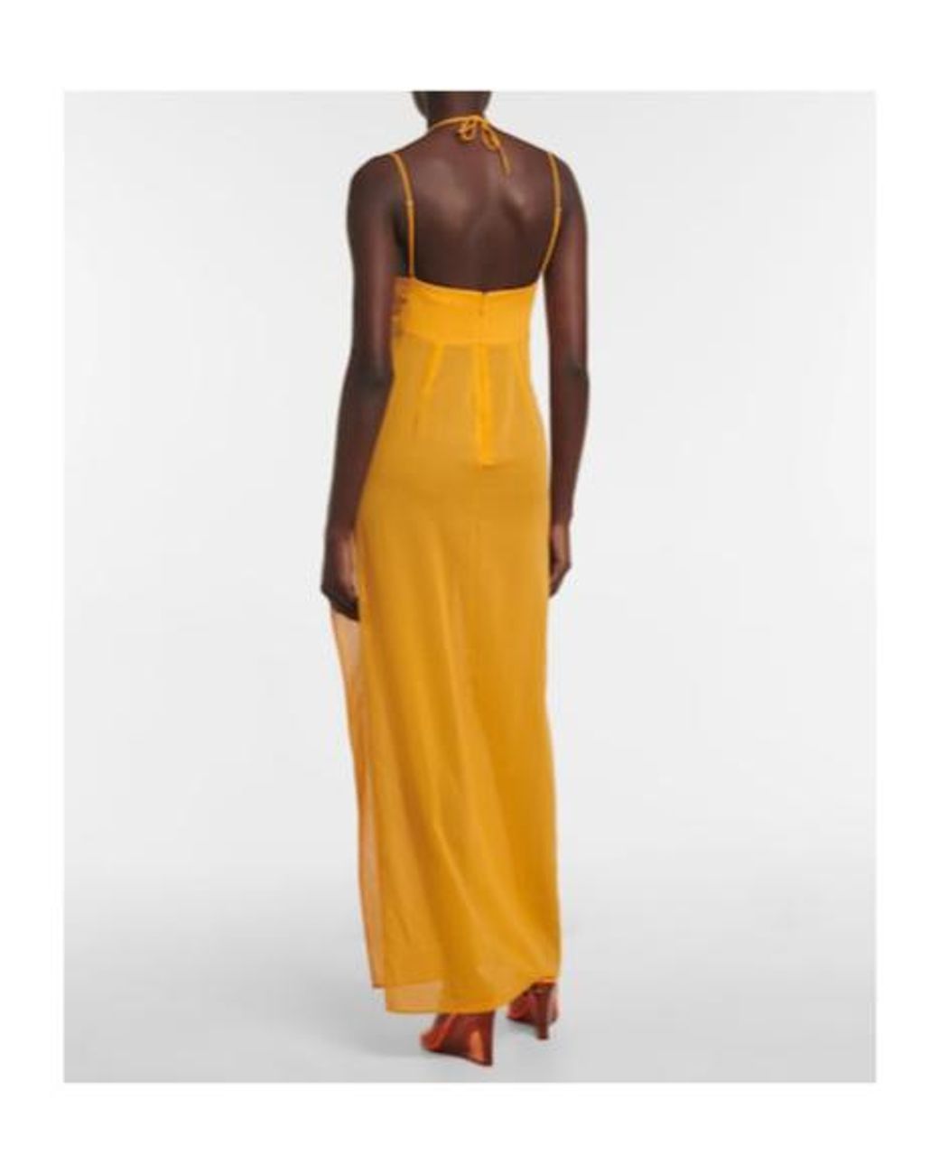 Nensi Dojaka Metallic Cutout Halterneck Maxi Dress
