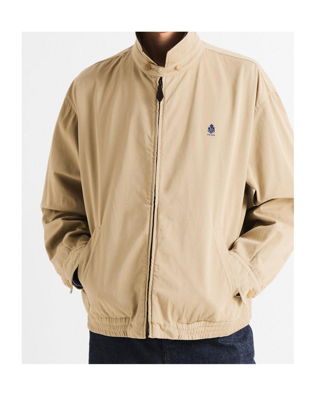 Prada Natural Zip-Up Bomber Jacket for men