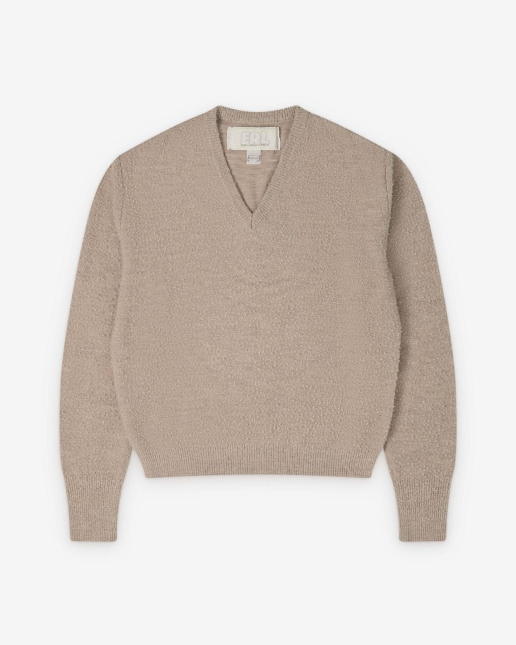 ERL Natural Textured V-Neck Knitted Sweater for men